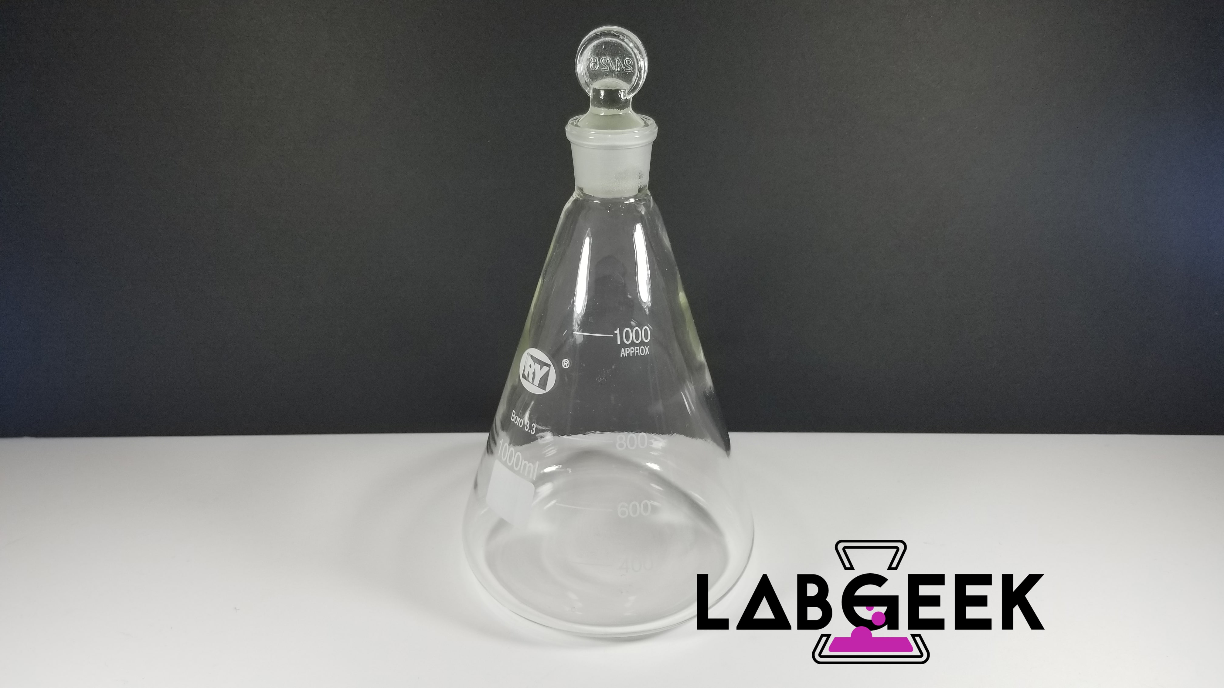 1000mL Erlenmeyer (Conical) Flask, with Stopper LabGeek