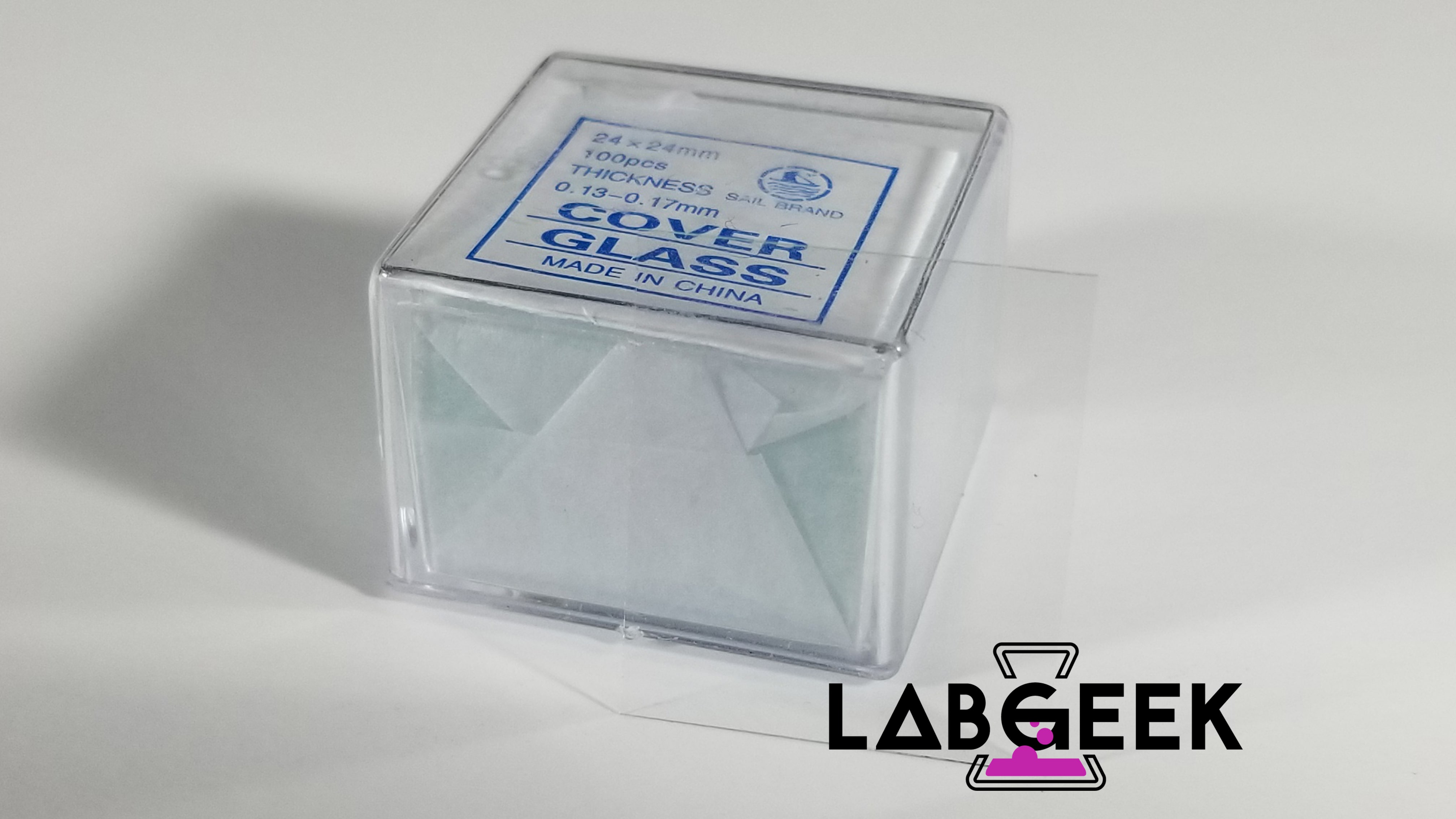 100 Microscope Cover Slides 24mm*24mm*.13.17 mm LabGeek